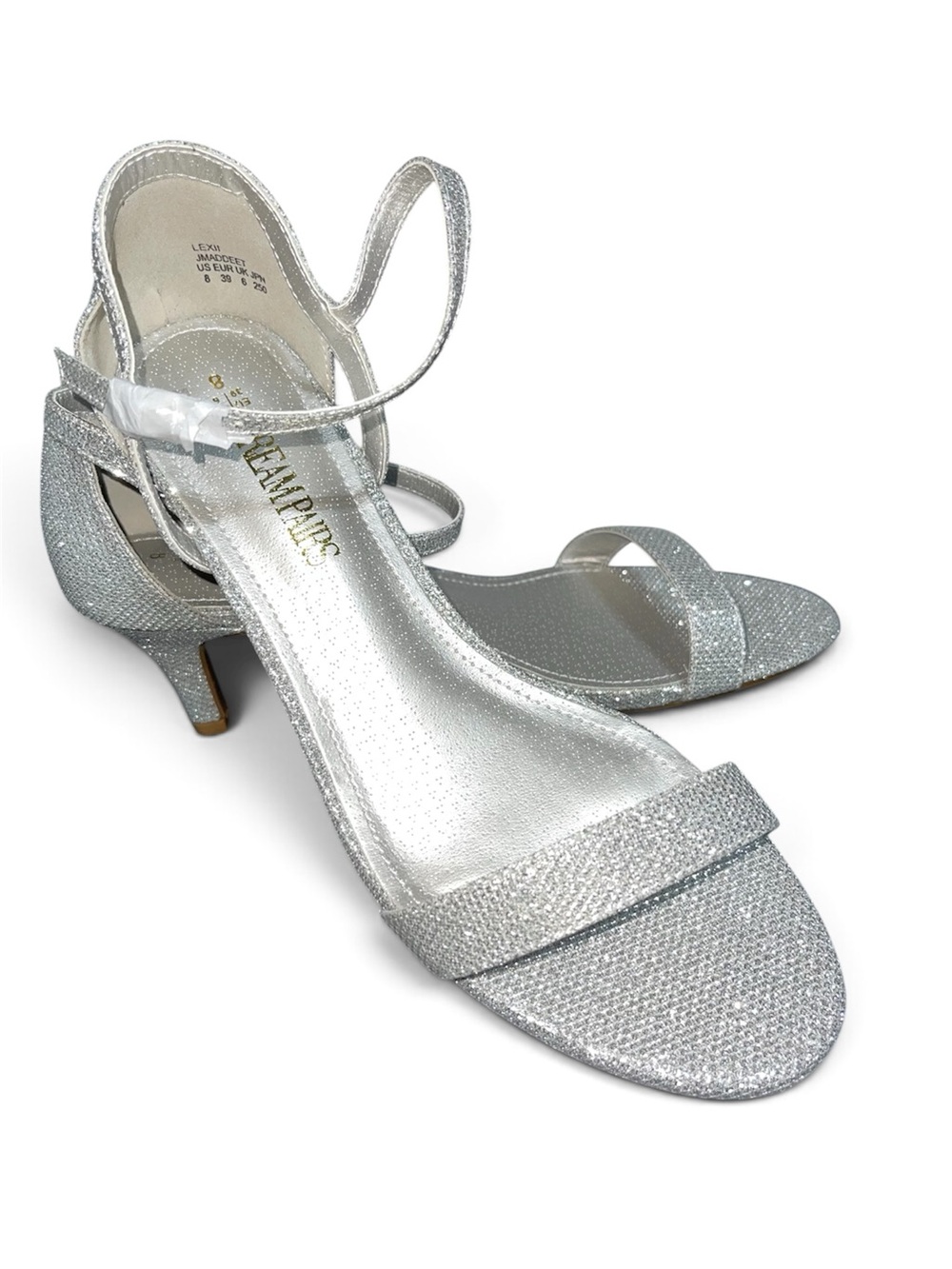 Dream Pairs Silver Glitter Mid Heel Sandals